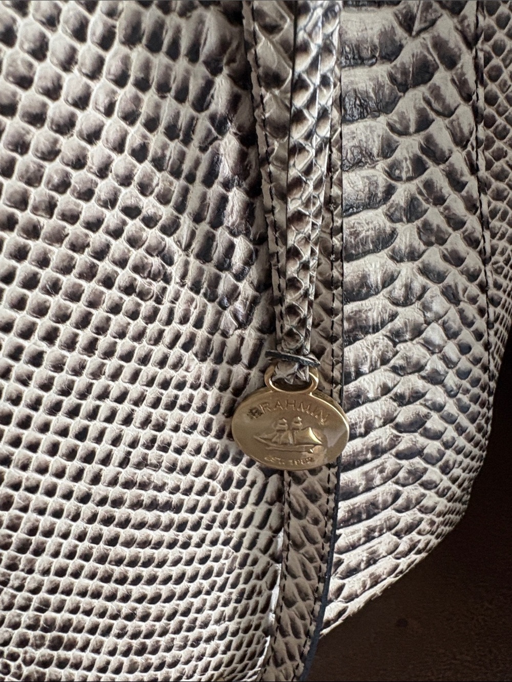 ❤️❤️ Brahmin Snake-Embossed Tote in Cream and Dark Brown - Picture 3 of 14